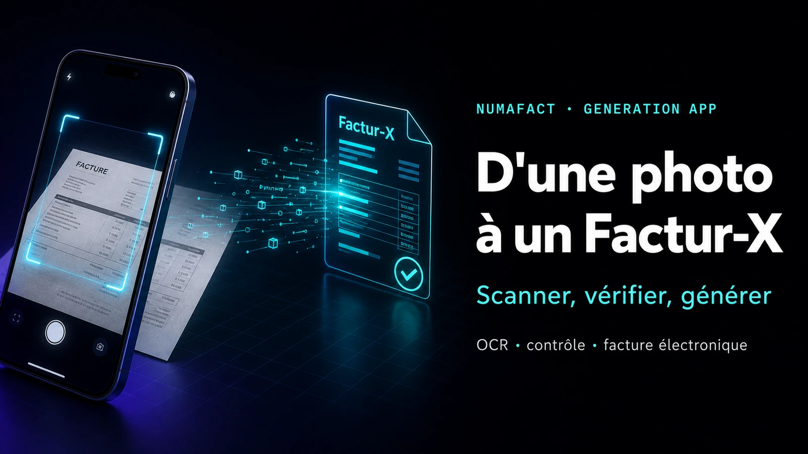 Une photo de facture prise au téléphone transformée en facture électronique Factur-X avec NumaFact