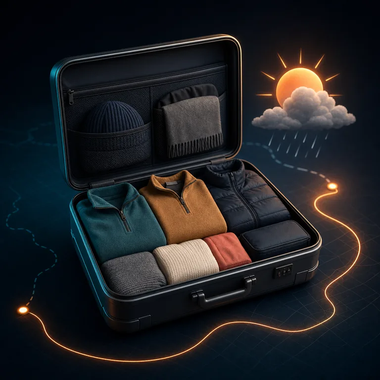 Une valise préparée selon la météo prévue à destination