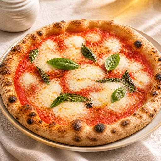 Pizza Margherita servie à la trattoria